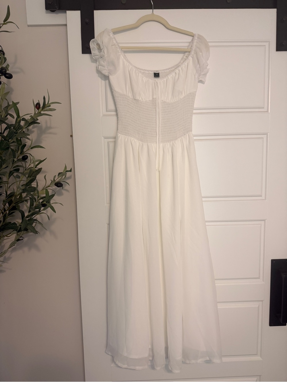 Women's White Smocked Bodice Maxi Dress shein brand new